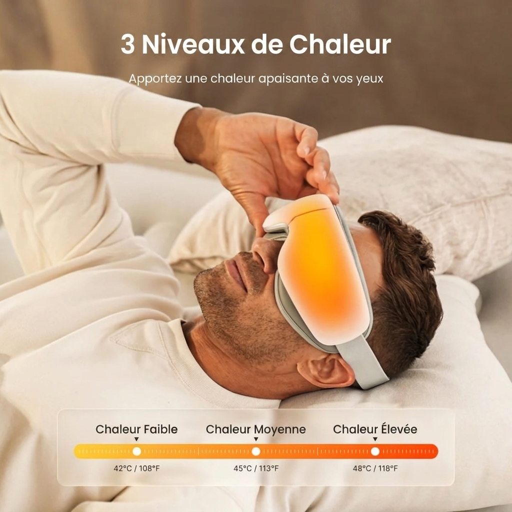 Masque oculaire massant et chauffant